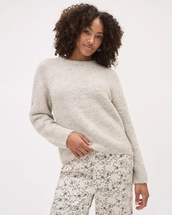 RWandCO Sweaters and Cardigans LongSleeve Boucl Slouchy Pullover Oatmeal Mix 8211 Women RWandCO Sweaters and Cardigans LongSleeve Boucl Slouchy Pullover Oatmeal Mix 8211 Women