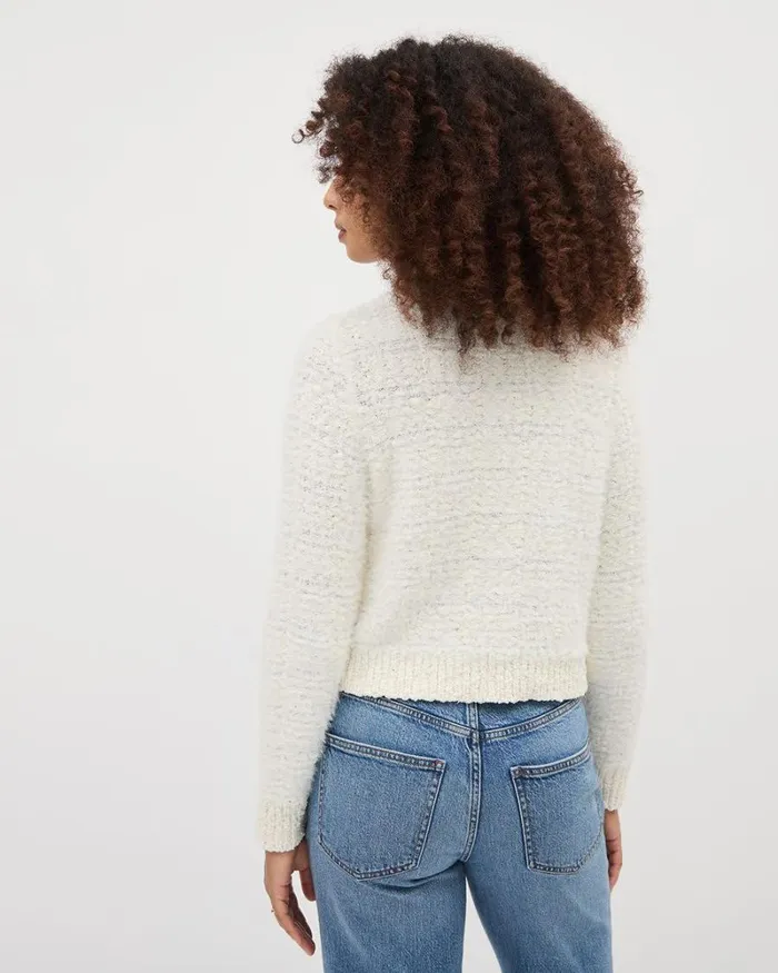 RWandCO Sweaters and Cardigans LongSleeve FeatherYarn Short Cardigan Snow White 8211 Women RWandCO Sweaters and Cardigans LongSleeve FeatherYarn Short Cardigan Snow White 8211 Women