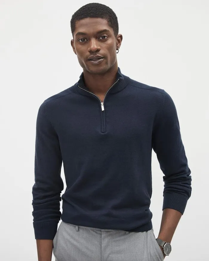 RWandCO Sweaters and Cardigans LongSleeve HalfZip MockNeck Sweater Total Eclipse 8211 Men RWandCO Sweaters and Cardigans LongSleeve HalfZip MockNeck Sweater Total Eclipse 8211 Men