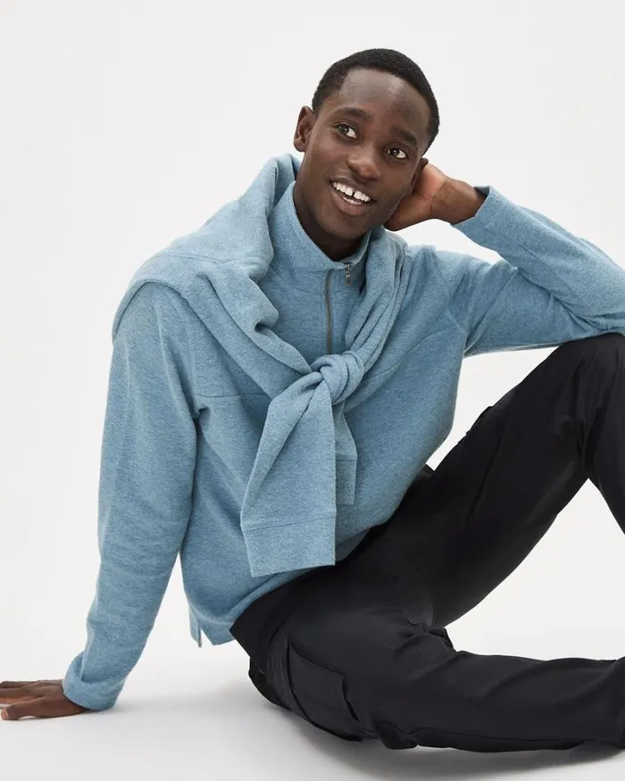 RWandCO Sweatshirts and Hoodies Brushed Waffle HalfZip MockNeck Sweater Heather Windblue 8211 Men RWandCO Sweatshirts and Hoodies Brushed Waffle HalfZip MockNeck Sweater Heather Windblue 8211 Men