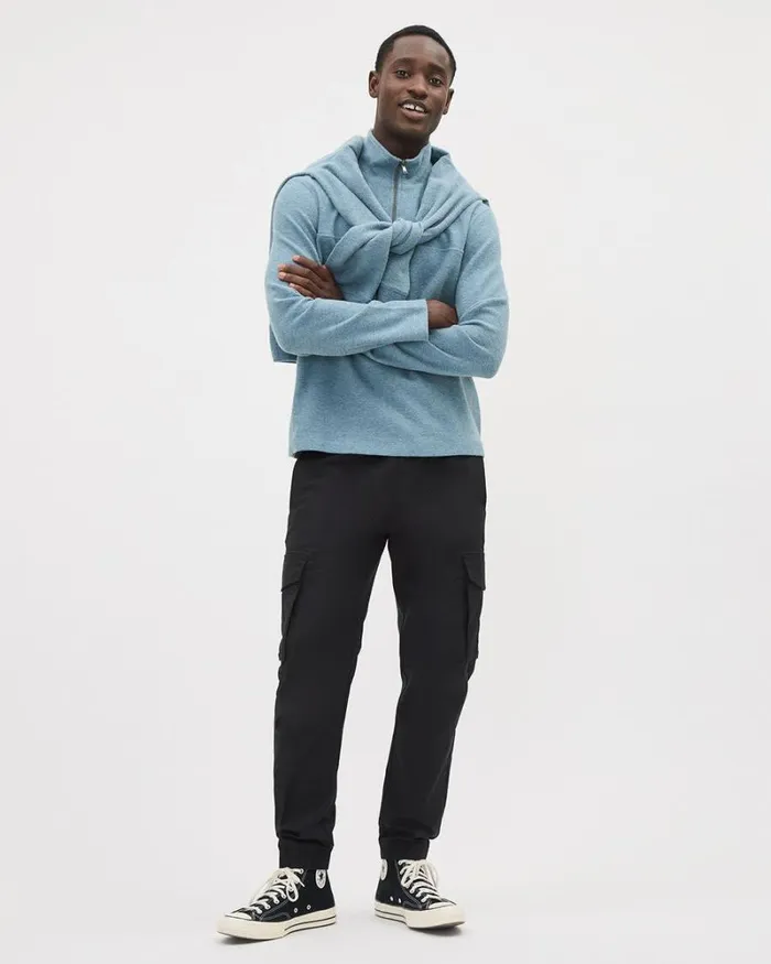 RWandCO Sweatshirts and Hoodies Brushed Waffle HalfZip MockNeck Sweater Heather Windblue 8211 Men