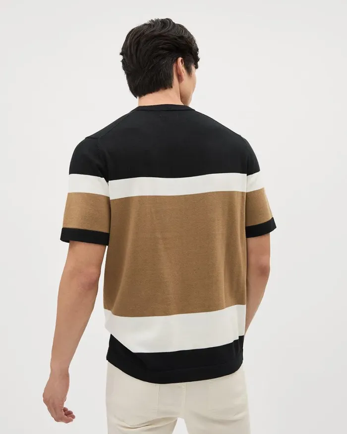 RWandCO TShirts ColourBlock ShortSleeve CrewNeck Sweater Black 8211 Men RWandCO TShirts ColourBlock ShortSleeve CrewNeck Sweater Black 8211 Men