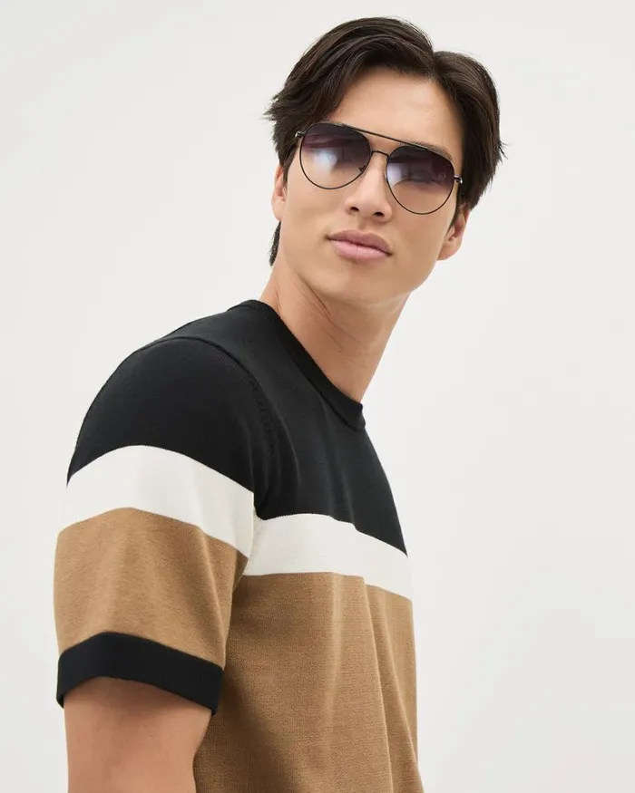 RWandCO TShirts ColourBlock ShortSleeve CrewNeck Sweater Black 8211 Men RWandCO TShirts ColourBlock ShortSleeve CrewNeck Sweater Black 8211 Men