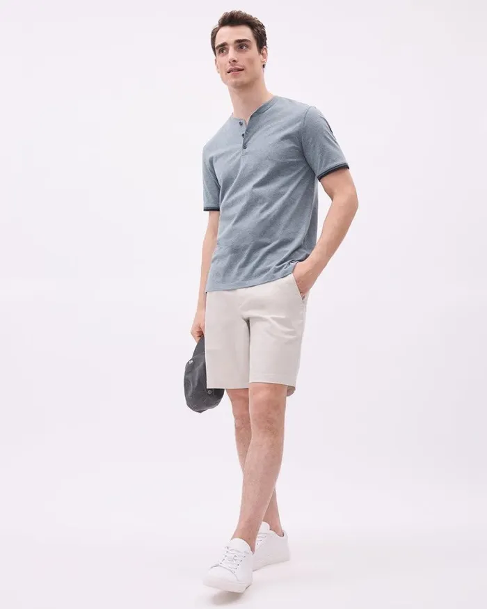 RWandCO TShirts Solid ShortSleeve Tee With Henley Neckline Ensign Blue 8211 8211 Men