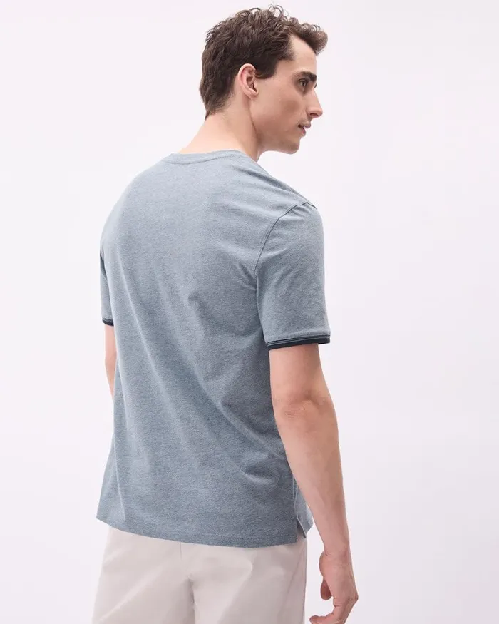 RWandCO TShirts Solid ShortSleeve Tee With Henley Neckline Ensign Blue 8211 8211 Men