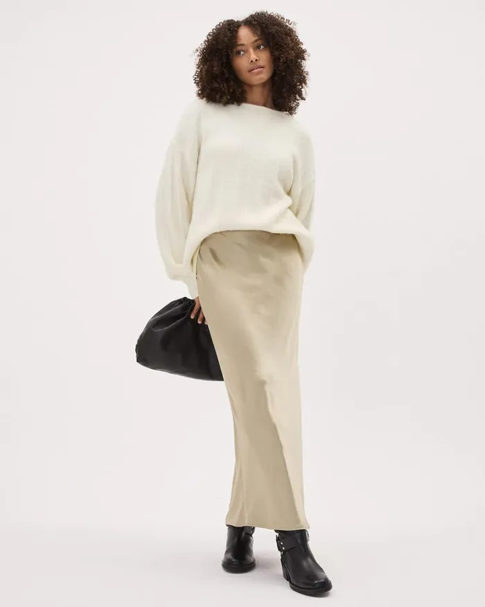 RWandCO Tops LongSleeve CrewNeck AlpacaBlend Sweater Snow White 8211 Women RWandCO Tops LongSleeve CrewNeck AlpacaBlend Sweater Snow White 8211 Women