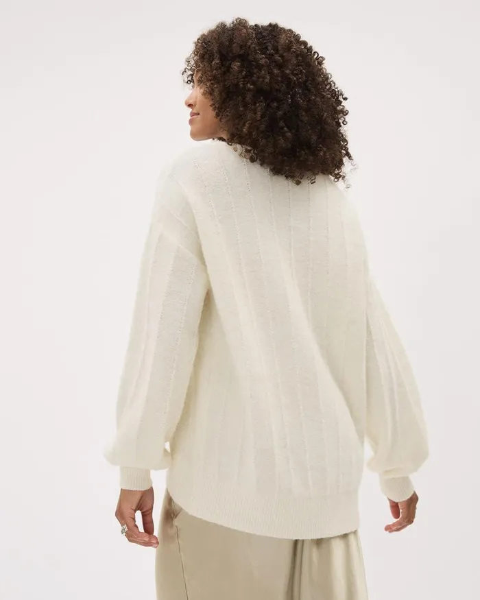 RWandCO Tops LongSleeve CrewNeck AlpacaBlend Sweater Snow White 8211 Women RWandCO Tops LongSleeve CrewNeck AlpacaBlend Sweater Snow White 8211 Women