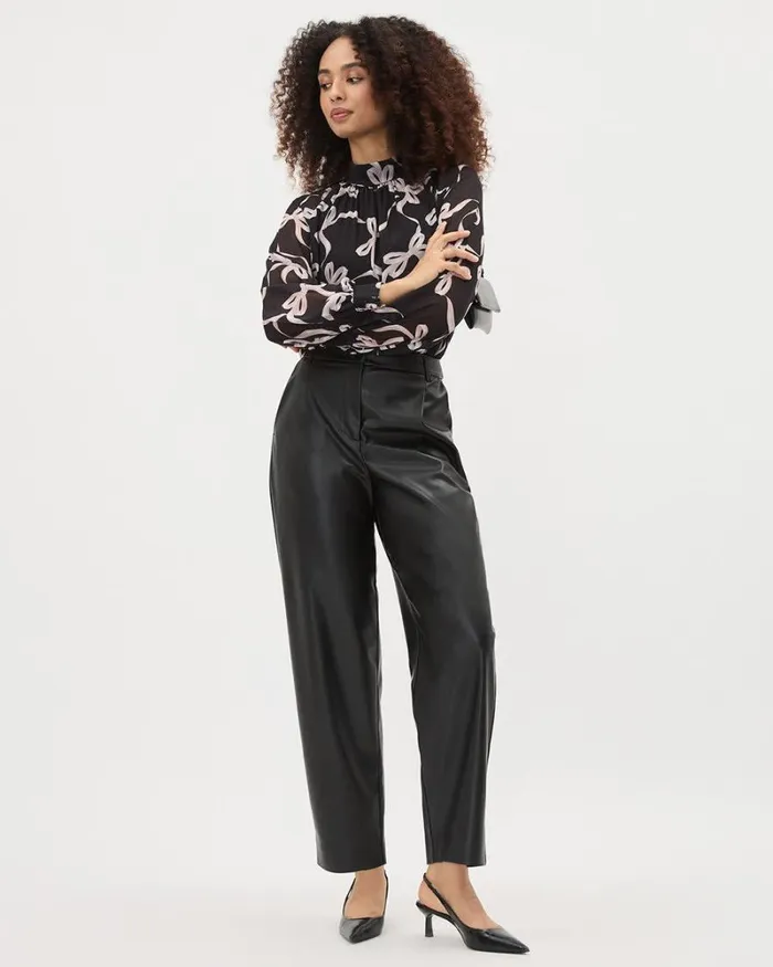 RWandCO Tops LongSleeve MockNeck Chiffon Blouse Black Ground Bow Multi 8211 Women RWandCO Tops LongSleeve MockNeck Chiffon Blouse Black Ground Bow Multi 8211 Women