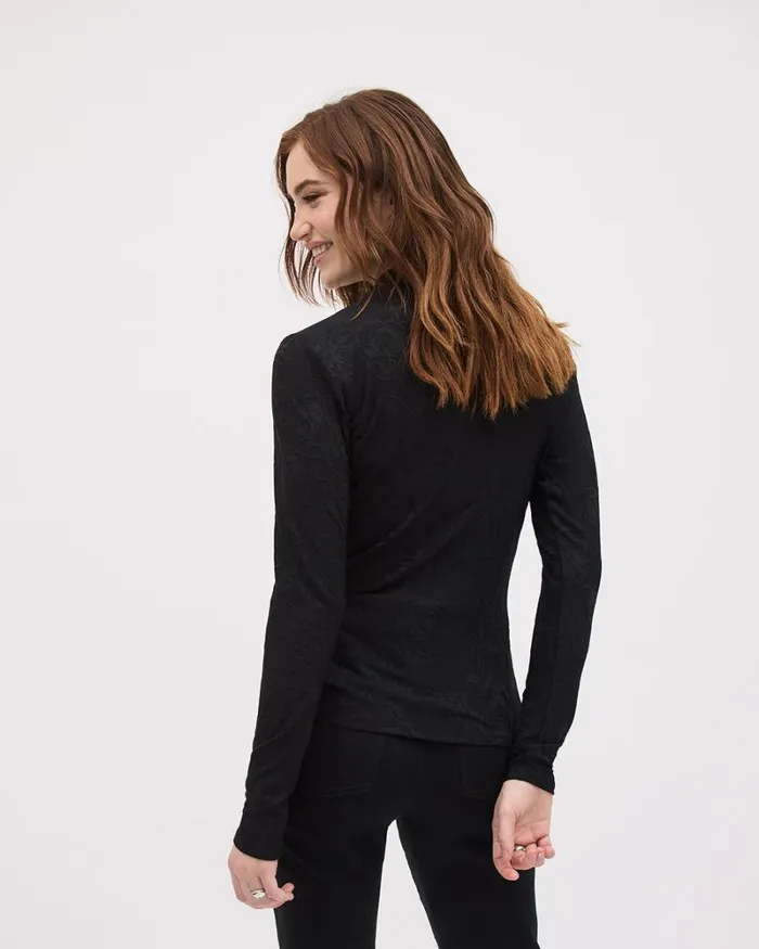 RWandCO Tops LongSleeve MockNeck Top Black 8211 Women RWandCO Tops LongSleeve MockNeck Top Black 8211 Women