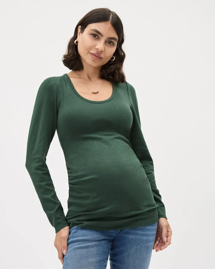 RWandCO Tops LongSleeve ScoopNeck Top 8211 Thyme Maternity Sycamore 8211 Women RWandCO Tops LongSleeve ScoopNeck Top 8211 Thyme Maternity Sycamore 8211 Women