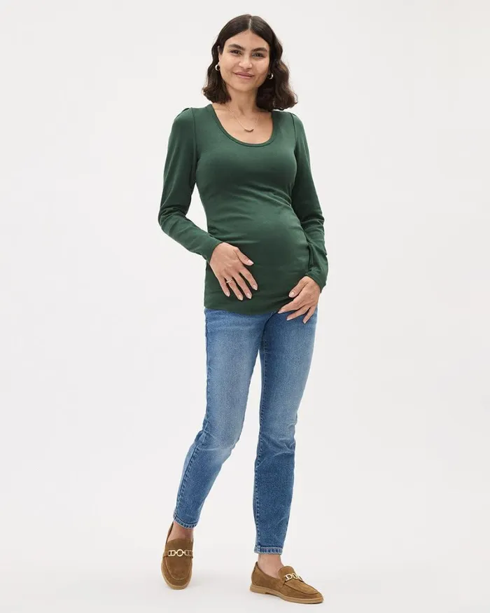 RWandCO Tops LongSleeve ScoopNeck Top 8211 Thyme Maternity Sycamore 8211 Women RWandCO Tops LongSleeve ScoopNeck Top 8211 Thyme Maternity Sycamore 8211 Women