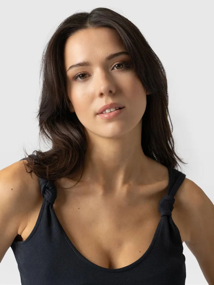 Saint And Sofia Casual Tops Women Knot Vest Rib 8211 Navy Navy