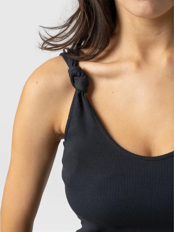 Saint And Sofia Casual Tops Women Knot Vest Rib 8211 Navy Navy