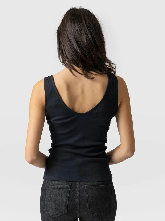 Saint And Sofia Casual Tops Women Knot Vest Rib 8211 Navy Navy