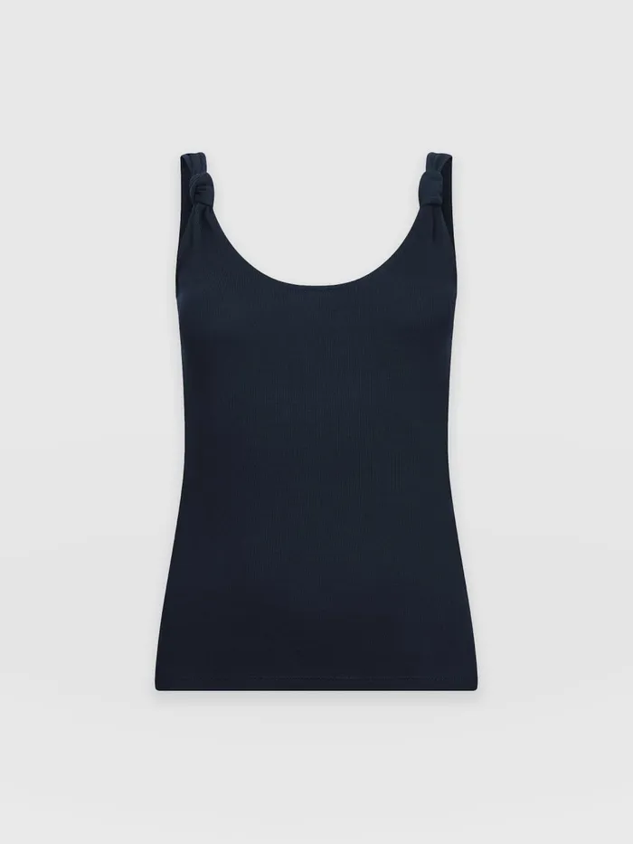 Saint And Sofia Casual Tops Women Knot Vest Rib 8211 Navy Navy