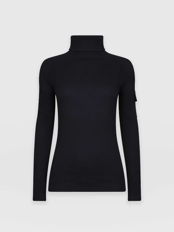 Saint And Sofia Casual Tops Women Pocket Turtle Neck 8211 Navy Navy