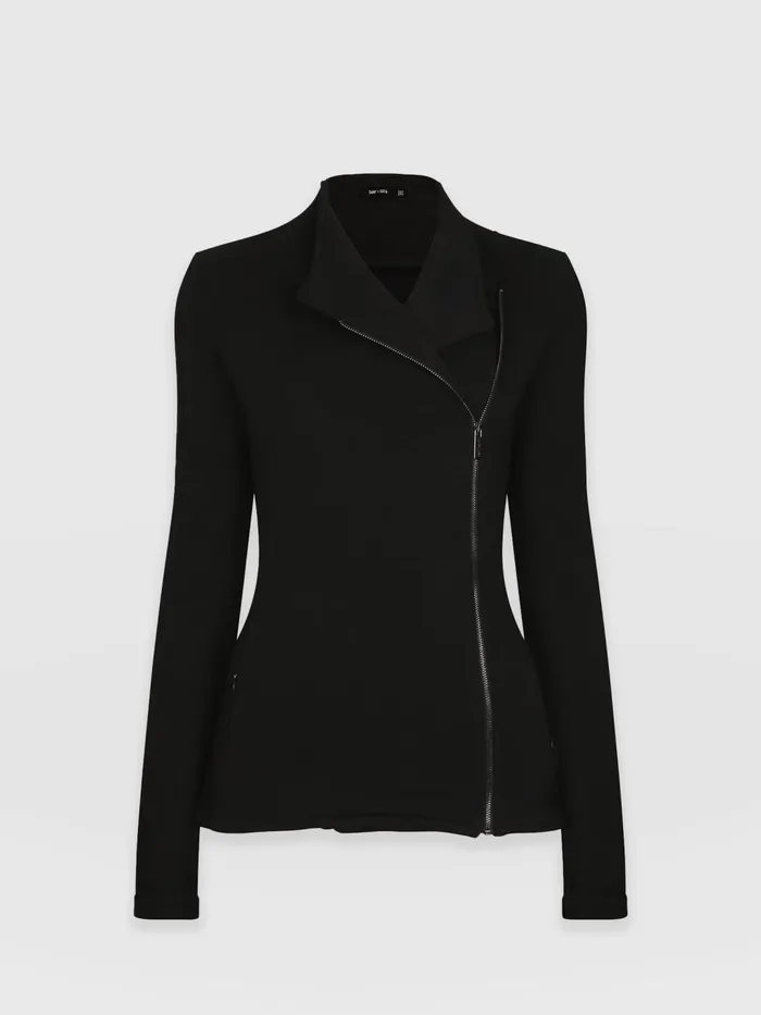 Saint And Sofia Coats and Jackets Women Cotton Biker Jacket 8211 Black Black