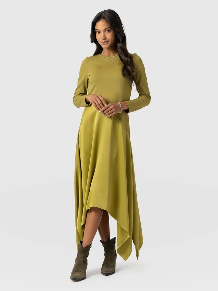 Saint And Sofia Dresses Women Cleo Asymmetric Dress 8211 Olive Olive
