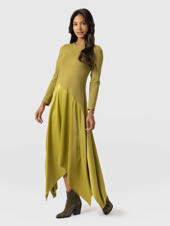 Saint And Sofia Dresses Women Cleo Asymmetric Dress 8211 Olive Olive