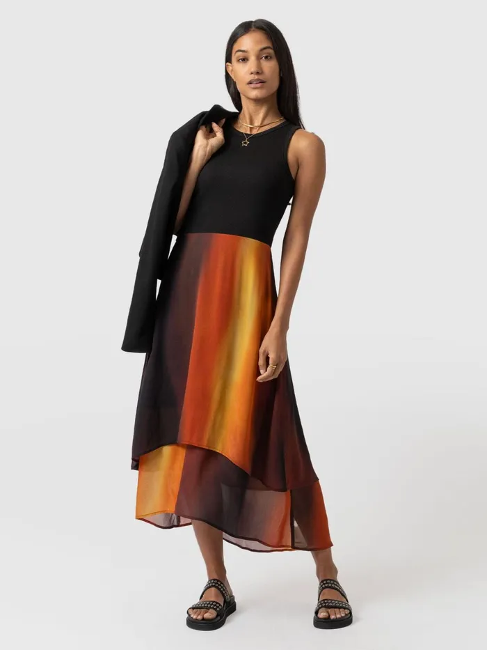 Saint And Sofia Dresses Women Etta Layered Dress 8211 Amber Gradient Amber Gradient