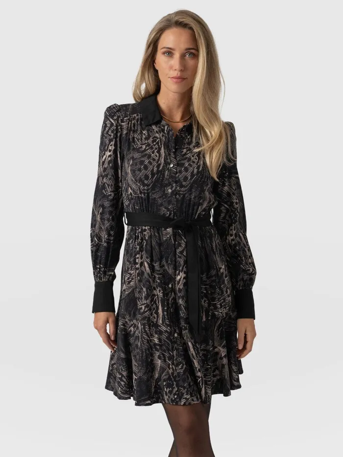 Saint And Sofia Dresses Women Lori Fit and Flare Dress 8211 Spot Feather Spot Feather