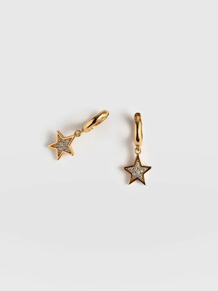 Saint And Sofia Earrings Women Astral Star Charm Drop Huggie Earrings 8211 Gold Gold Saint And Sofia Earrings Women Astral Star Charm Drop Huggie Earrings 8211 Gold Gold