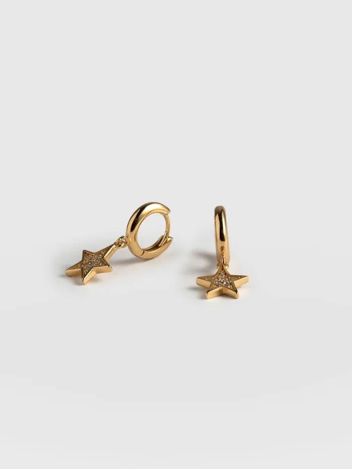 Saint And Sofia Earrings Women Astral Star Charm Drop Huggie Earrings 8211 Gold Gold