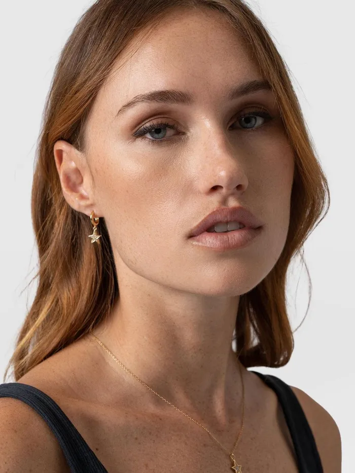 Saint And Sofia Earrings Women Astral Star Charm Drop Huggie Earrings 8211 Gold Gold