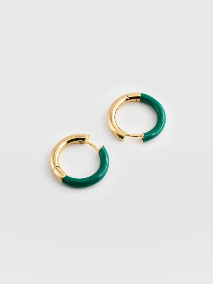 Saint And Sofia Earrings Women Gold Enamel Hoop Earrings 8211 GoldGreen Goldgreen