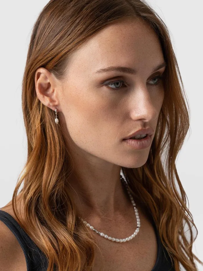 Saint And Sofia Earrings Women Jacqueline Pearl Huggie Earrings 8211 Silver Silver