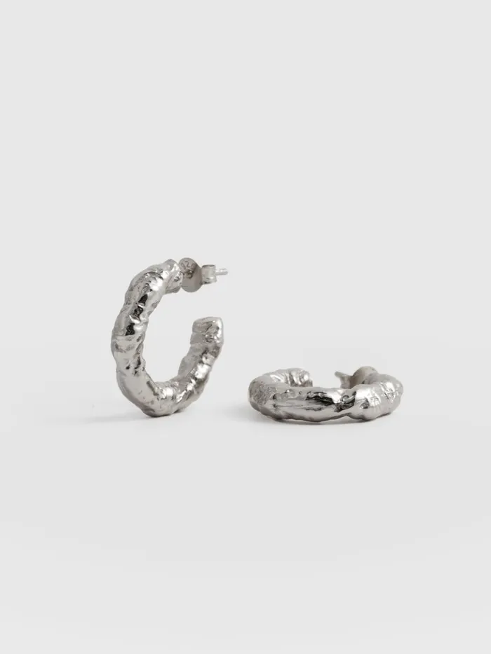 Saint And Sofia Earrings Women Molten Hoop Earrings 8211 Silver Silver