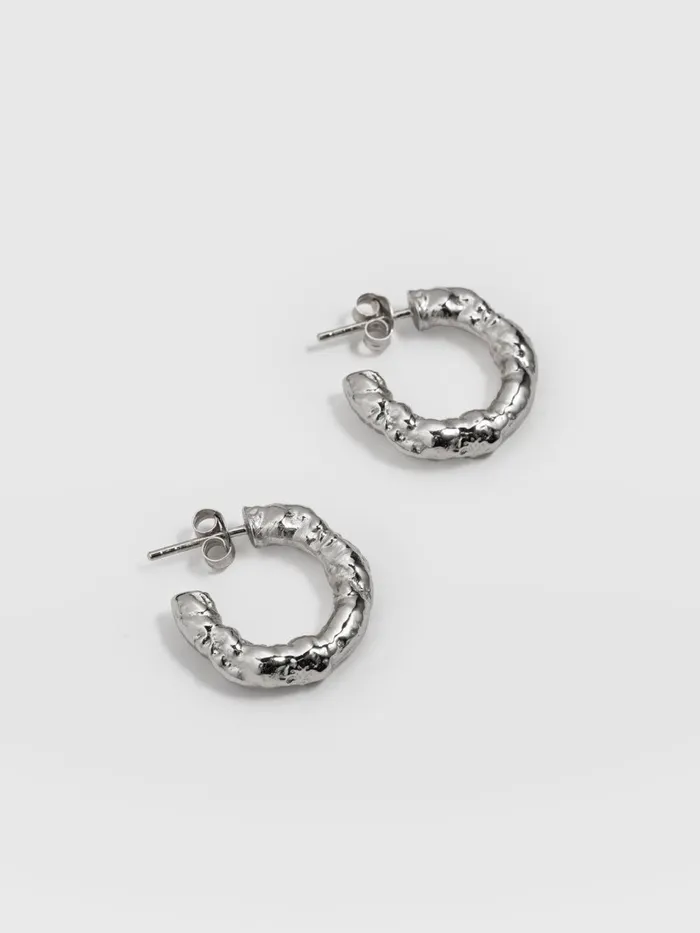 Saint And Sofia Earrings Women Molten Hoop Earrings 8211 Silver Silver