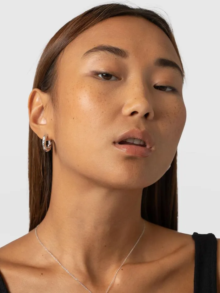 Saint And Sofia Earrings Women Molten Hoop Earrings 8211 Silver Silver