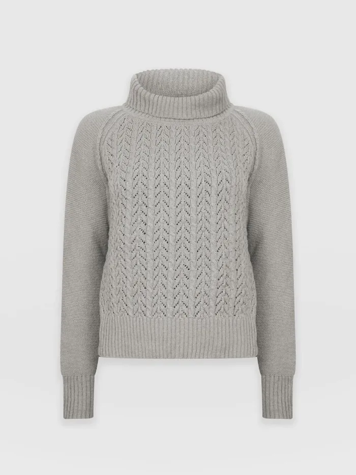 Saint And Sofia Knitwear Women Glen Cable Knit Sweater 8211 Grey Grey
