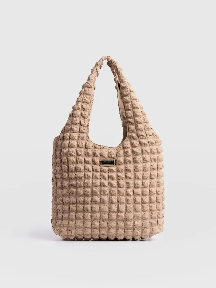 Saint And Sofia Nylon Bags Women Soho Shoulder Tote Bag 8211 Beige Beige