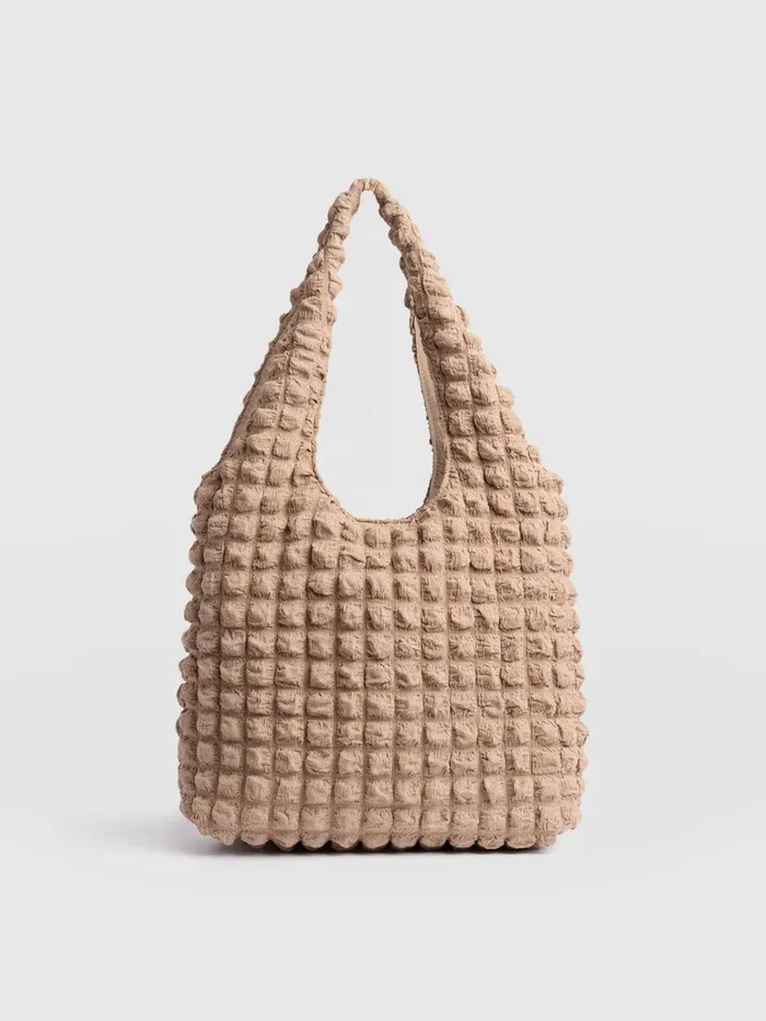 Saint And Sofia Nylon Bags Women Soho Shoulder Tote Bag 8211 Beige Beige