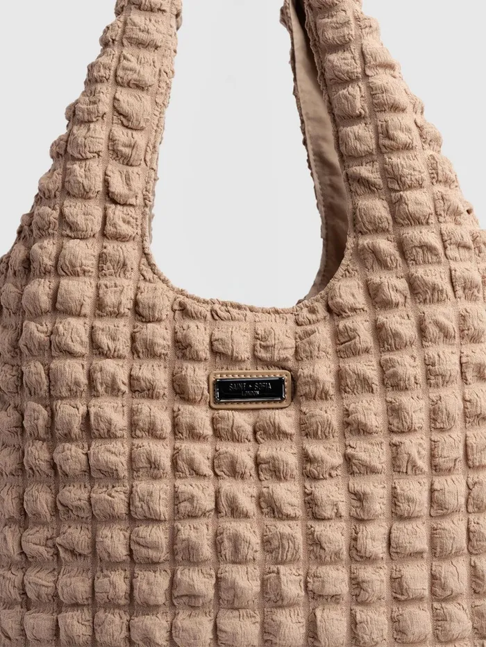 Saint And Sofia Nylon Bags Women Soho Shoulder Tote Bag 8211 Beige Beige