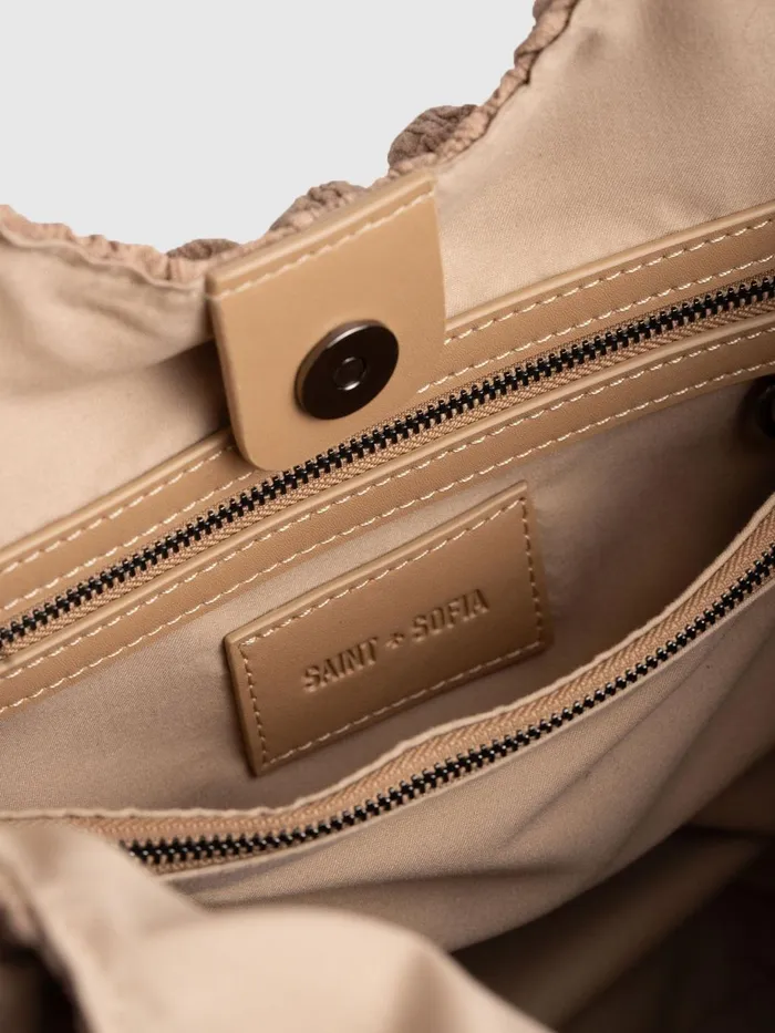 Saint And Sofia Nylon Bags Women Soho Shoulder Tote Bag 8211 Beige Beige