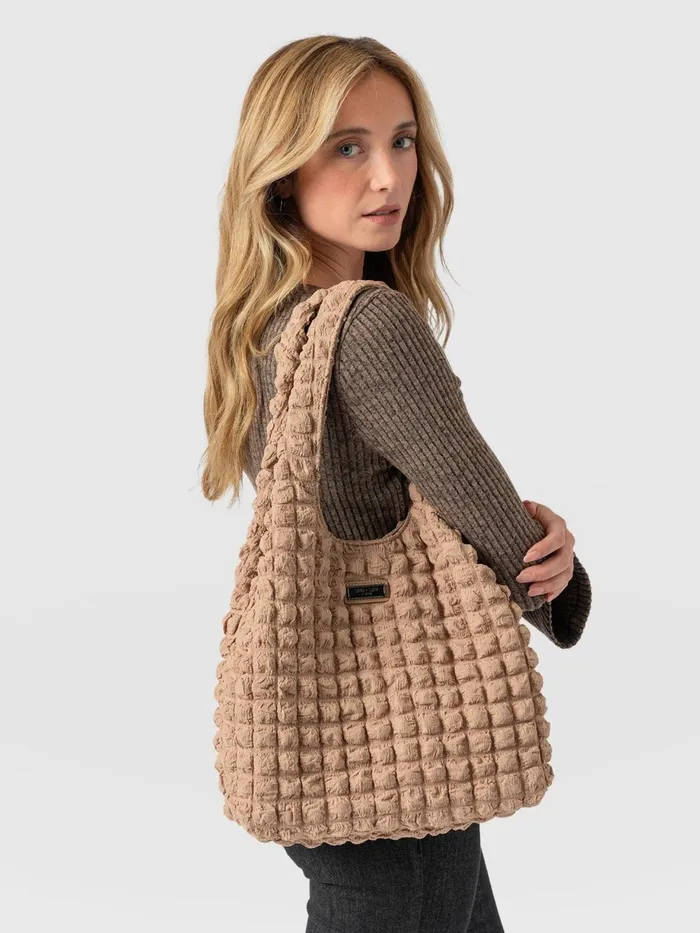 Saint And Sofia Nylon Bags Women Soho Shoulder Tote Bag 8211 Beige Beige