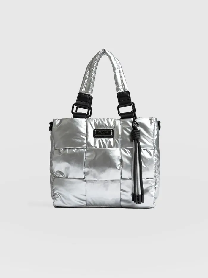 Saint And Sofia Nylon Bags Women Woven Mini Penny Tote Bag 8211 Silver Silver
