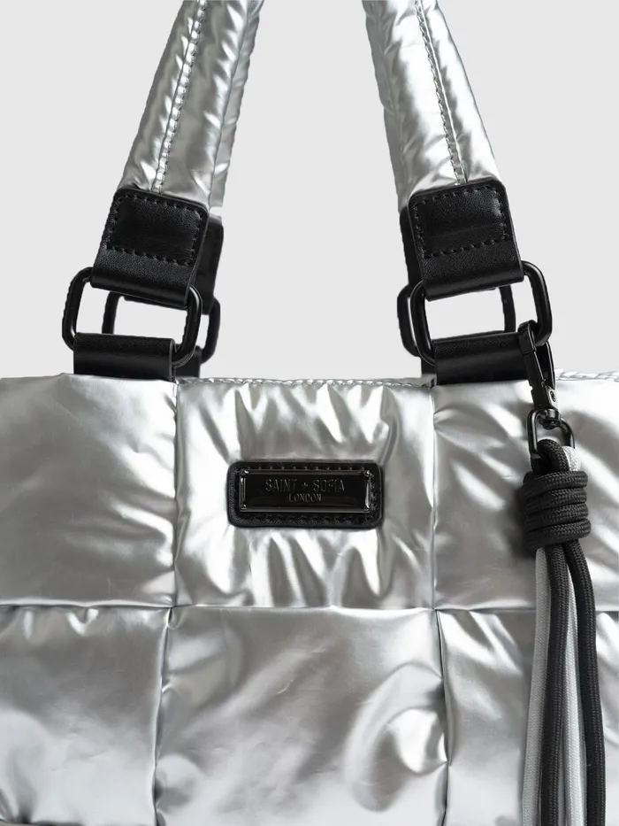 Saint And Sofia Nylon Bags Women Woven Mini Penny Tote Bag 8211 Silver Silver