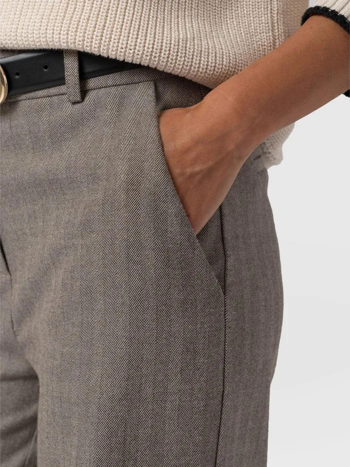Saint And Sofia Pants Women Astrid Cargo Pant 8211 Brown Herringbone Brown Herringbone