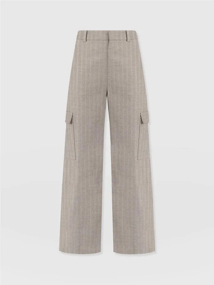 Saint And Sofia Pants Women Astrid Cargo Pant 8211 Brown Herringbone Brown Herringbone