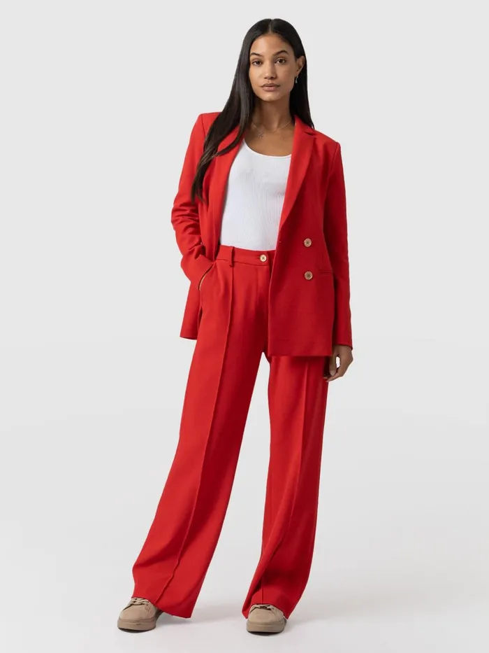 Saint And Sofia Pants Women Cambridge Tailored Wide Leg Pant 8211 Red Red