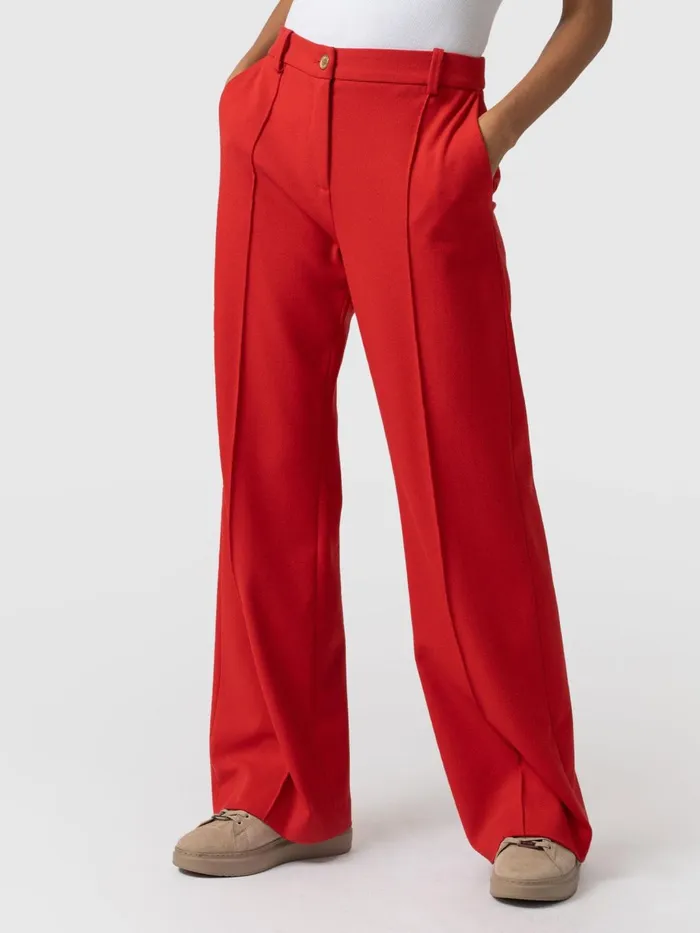 Saint And Sofia Pants Women Cambridge Tailored Wide Leg Pant 8211 Red Red