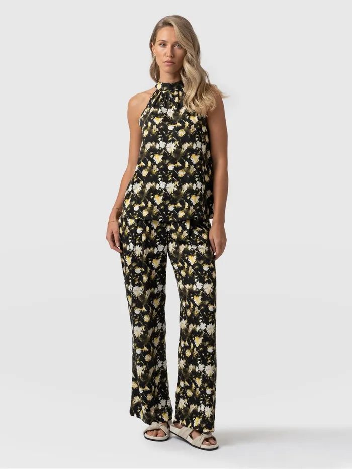 Saint And Sofia Pants Women Rowan Wide Leg Pant 8211 Black Daisy Floral Black Daisy Floral Saint And Sofia Pants Women Rowan Wide Leg Pant 8211 Black Daisy Floral Black Daisy Floral