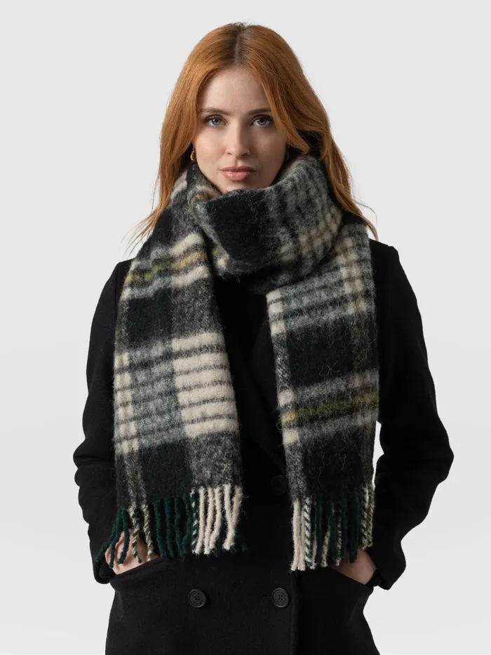 Saint And Sofia Scarves and Hats Women Nora Check Scarf 8211 Green Green