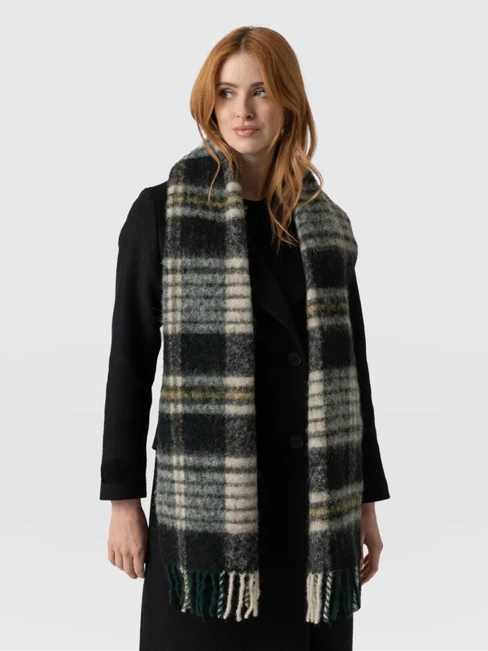 Saint And Sofia Scarves and Hats Women Nora Check Scarf 8211 Green Green