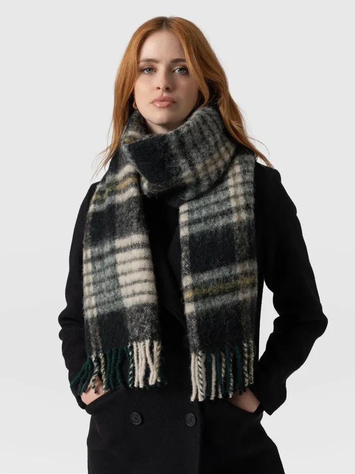 Saint And Sofia Scarves and Hats Women Nora Check Scarf 8211 Green Green