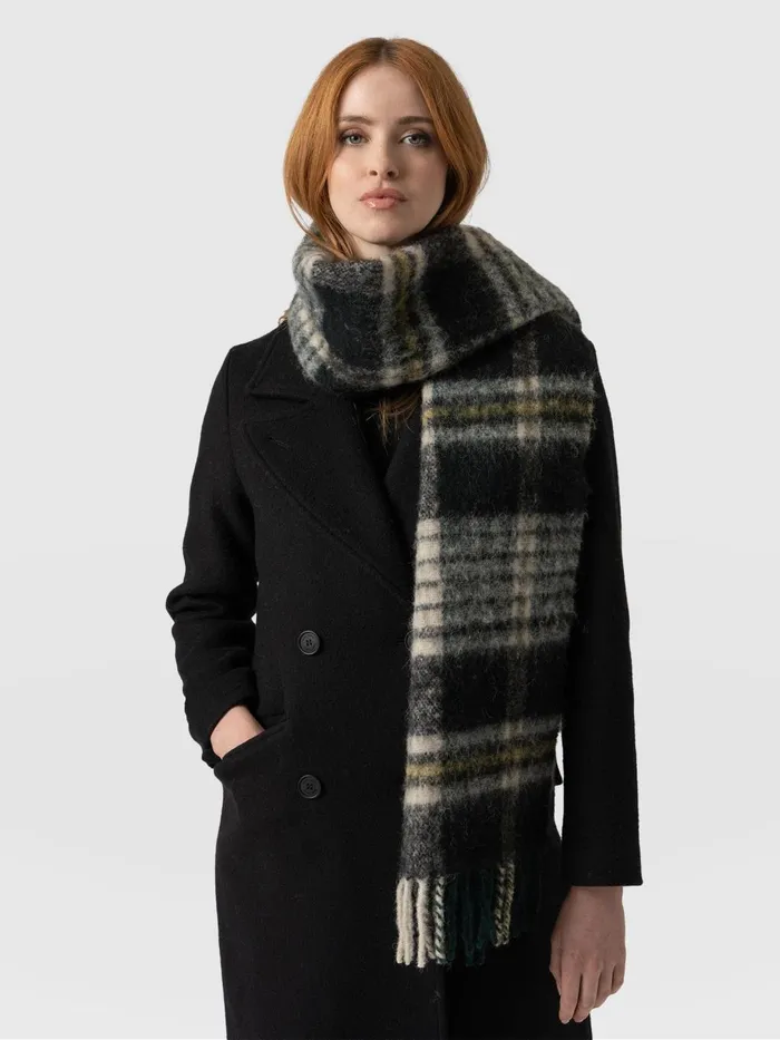 Saint And Sofia Scarves and Hats Women Nora Check Scarf 8211 Green Green